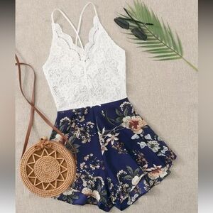 Floral Navy Women's Romper